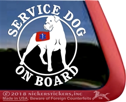 Service Dog On Board Cane Corso Window Decal